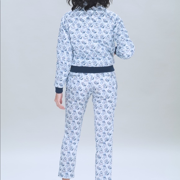 Light blue silk Chinoiserie Bomber Jacket - Picture 2 of 6